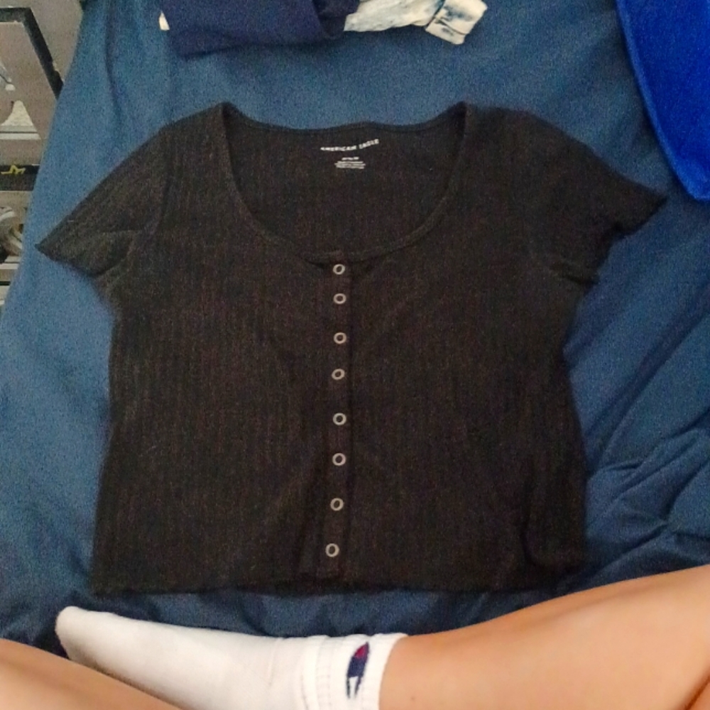 American eagle plain black button up